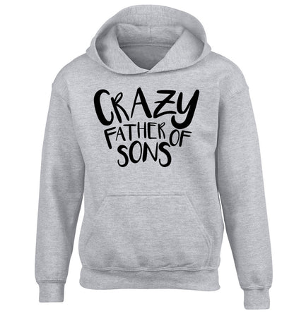Crazy father of sons children's grey hoodie 12-13 Years