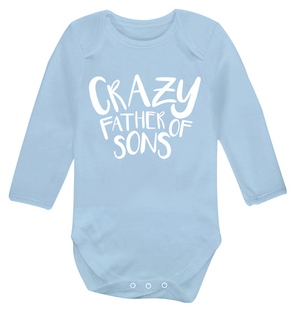 Crazy father of sons Baby Vest long sleeved pale blue 6-12 months