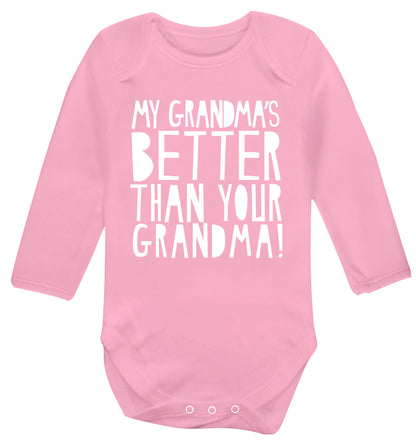 My grandma's better than your grandma Baby Vest long sleeved pale pink 6-12 months