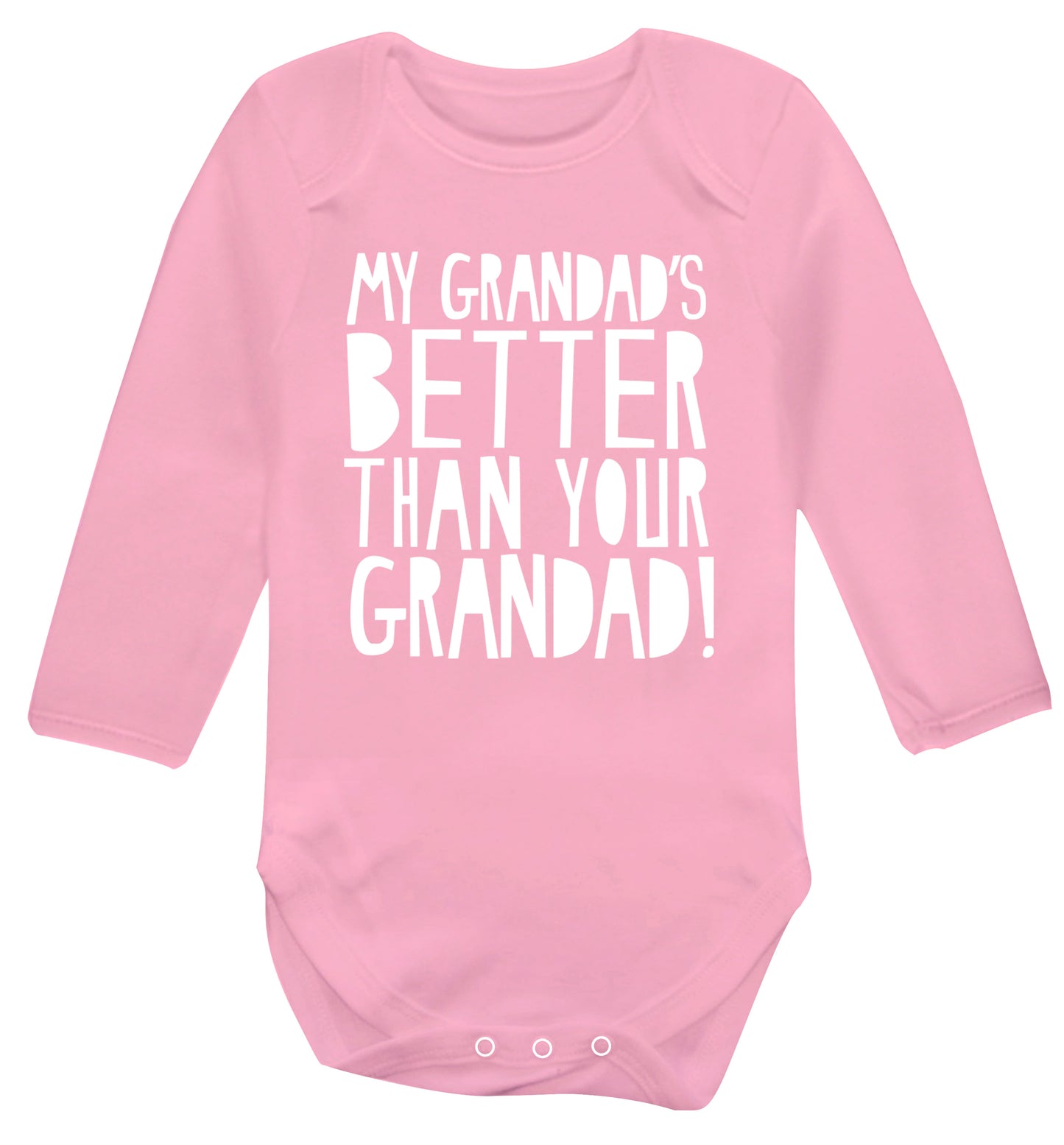 My Grandad's better than your grandad Baby Vest long sleeved pale pink 6-12 months
