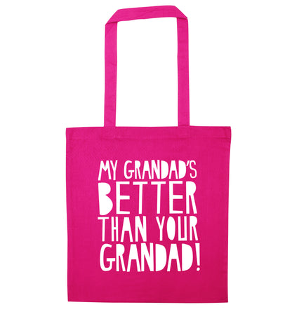 My Grandad's better than your grandad pink tote bag