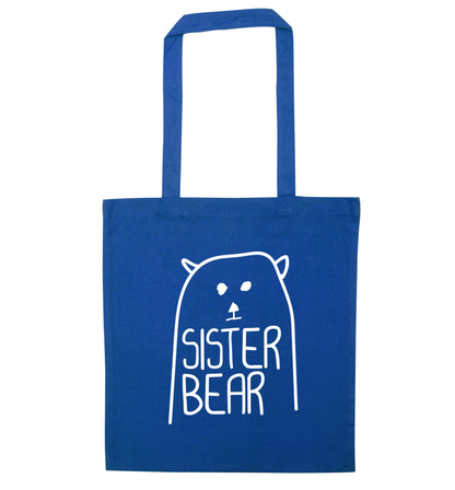 Sister bear blue tote bag