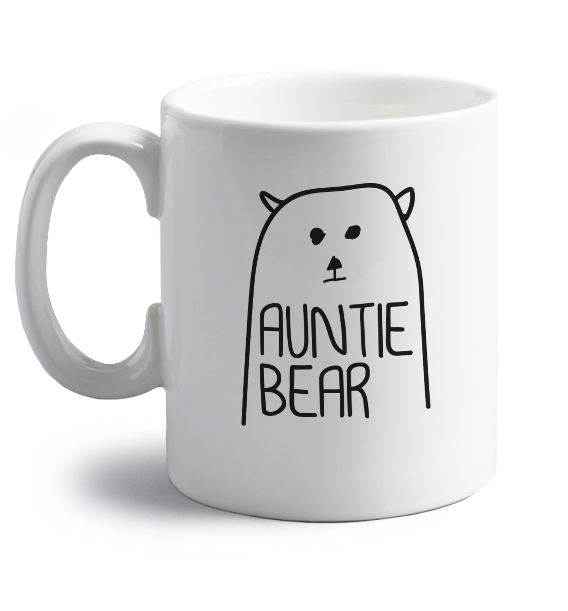 Auntie bear right handed white ceramic mug 