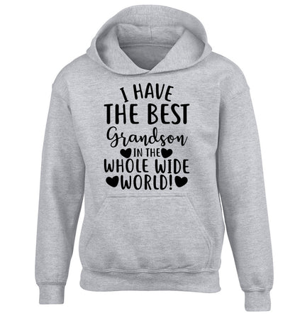 I have the best grandson in the whole wide world! children's grey hoodie 12-13 Years