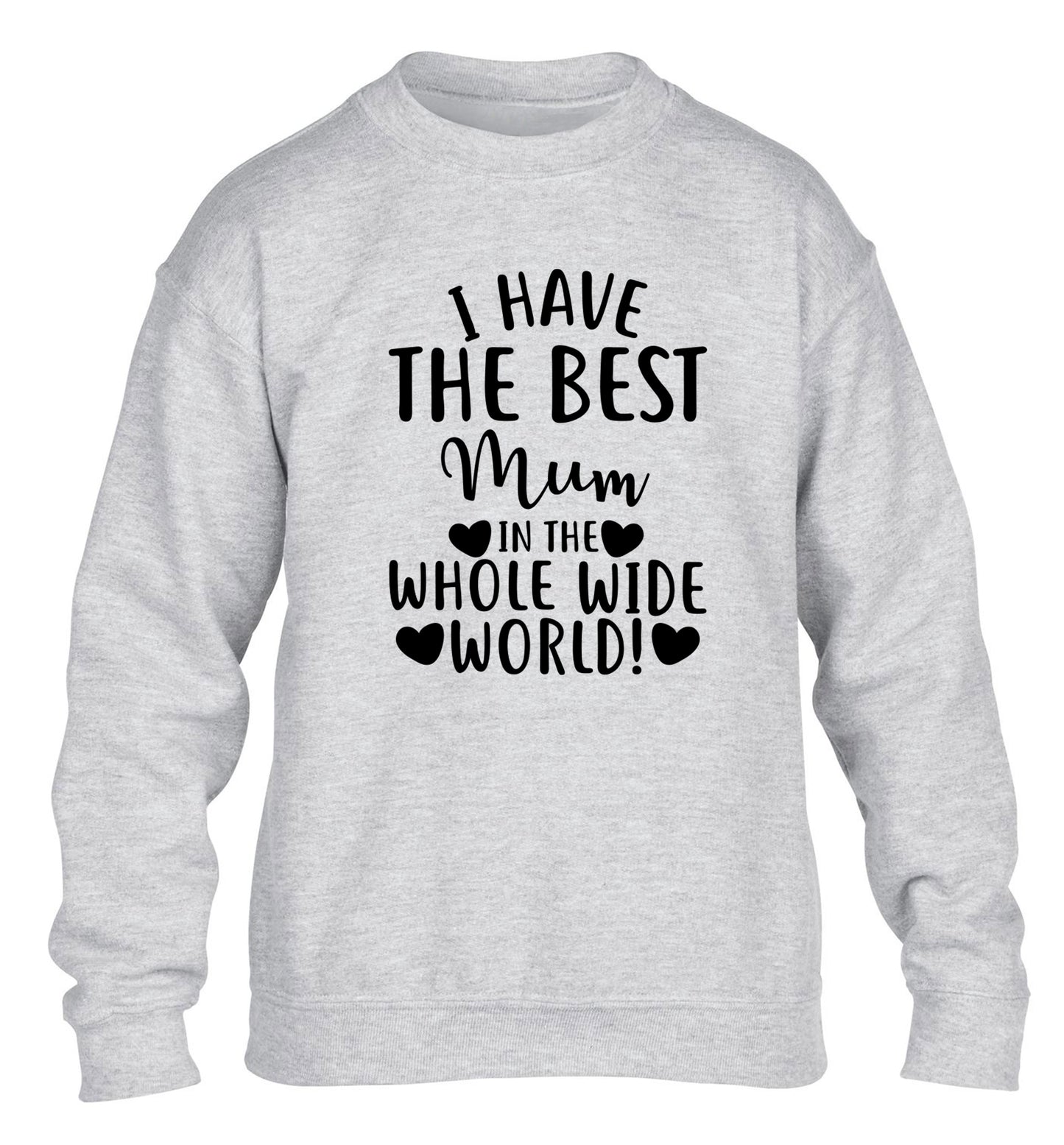 I have the best mum in the whole wide world! children's grey sweater 12-13 Years
