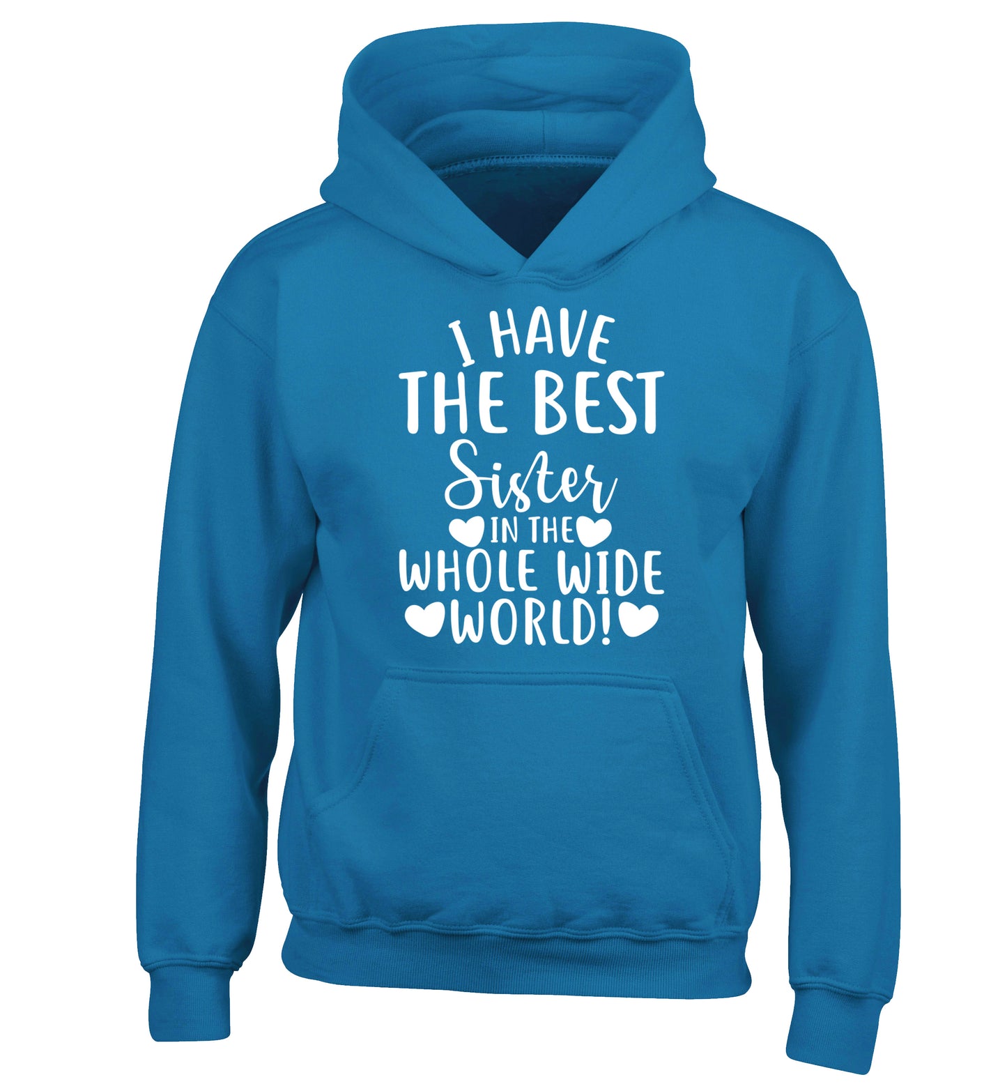 I have the best sister in the whole wide world! children's blue hoodie 12-13 Years
