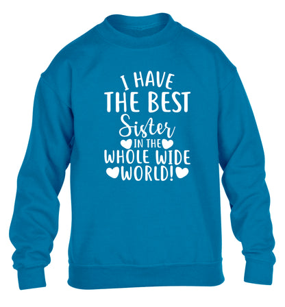 I have the best sister in the whole wide world! children's blue sweater 12-13 Years