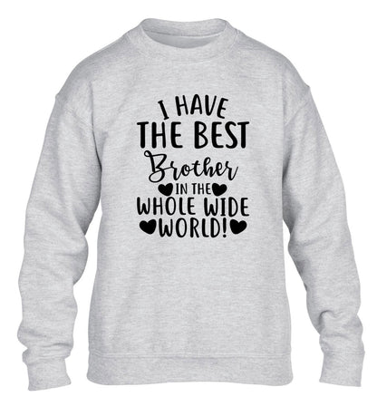 I have the best brother in the whole wide world! children's grey sweater 12-13 Years