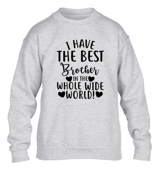 I have the best brother in the whole wide world! children's grey sweater 12-13 Years