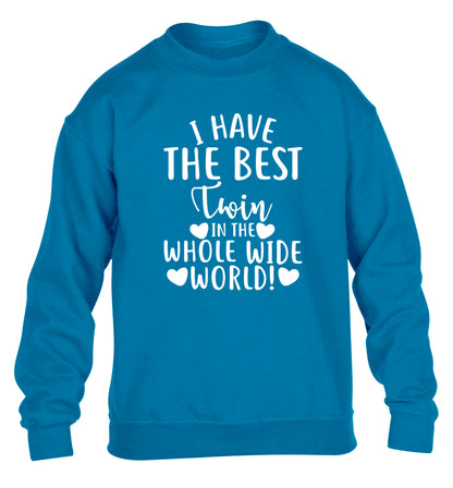 I have the best twin in the whole wide world! children's blue sweater 12-13 Years