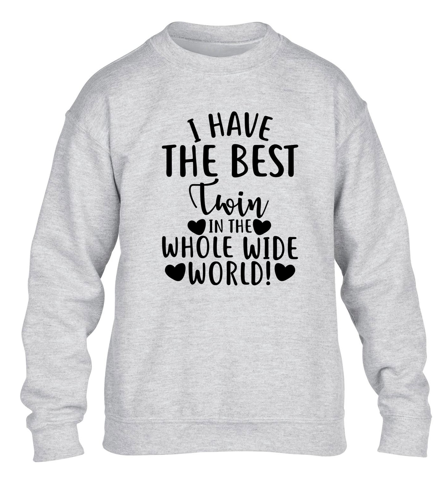 I have the best twin in the whole wide world! children's grey sweater 12-13 Years