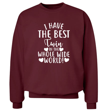 I have the best twin in the whole wide world! Adult's unisex maroon Sweater 2XL
