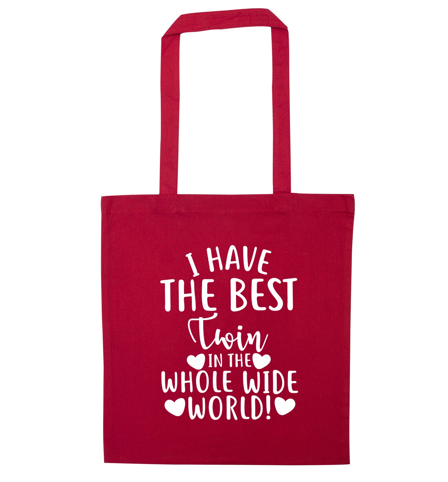 I have the best twin in the whole wide world! red tote bag