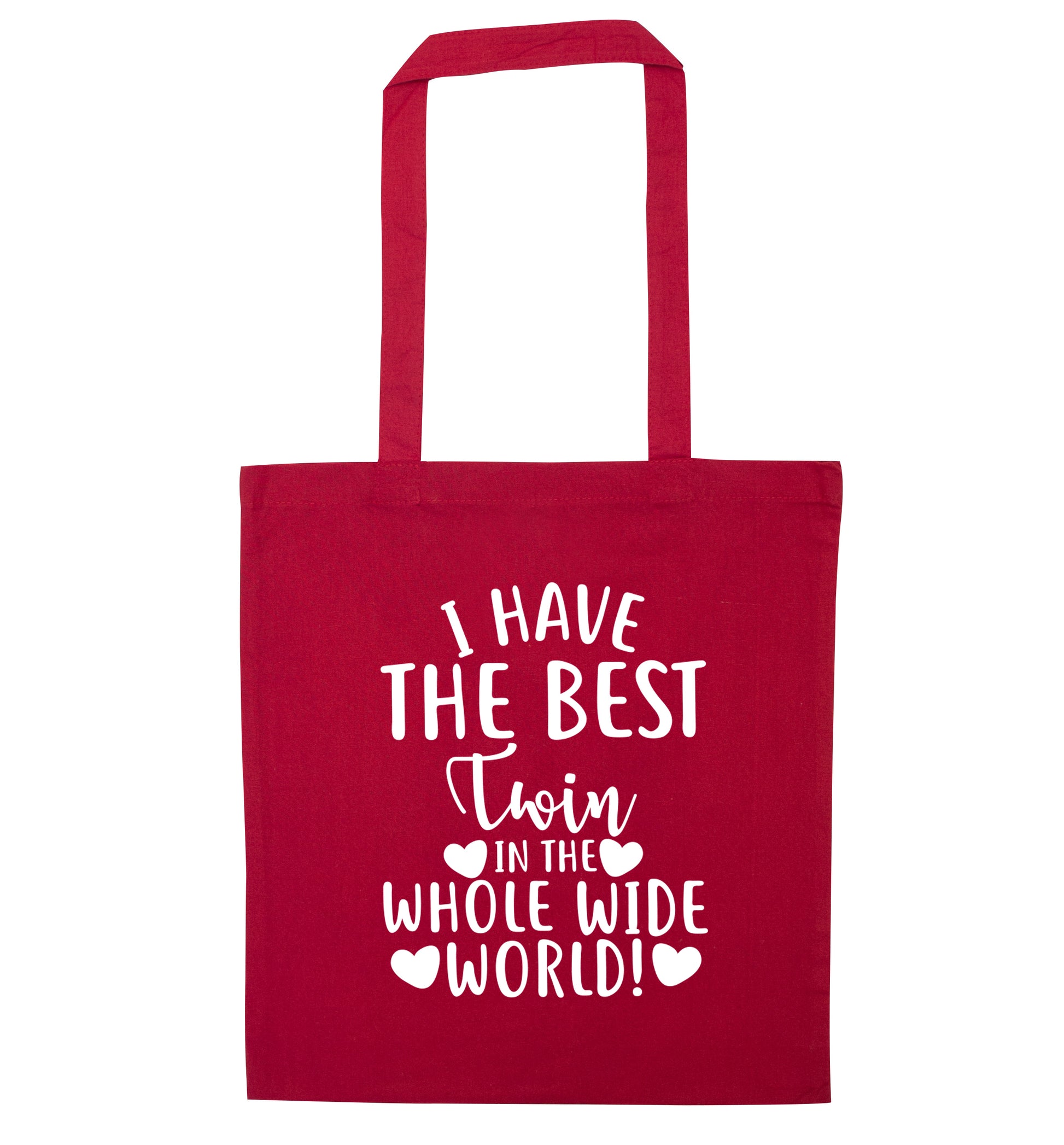 I have the best twin in the whole wide world! red tote bag