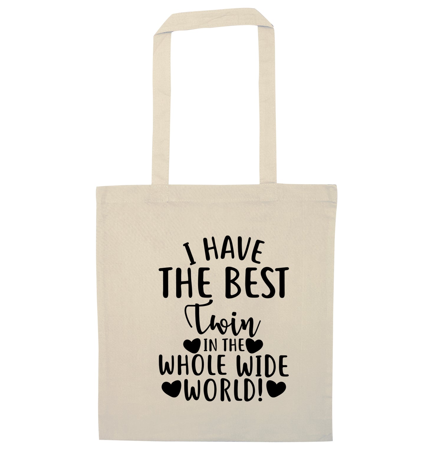 I have the best twin in the whole wide world! natural tote bag