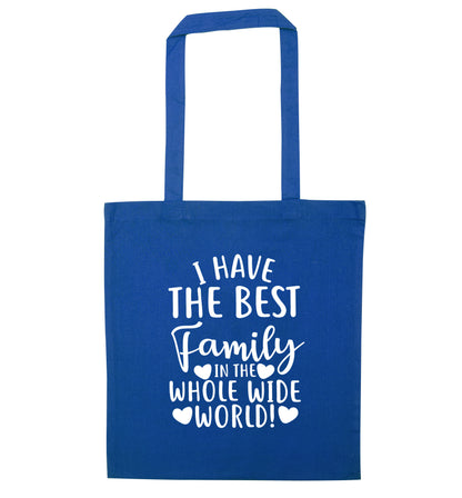 I have the best family in the whole wide world! blue tote bag