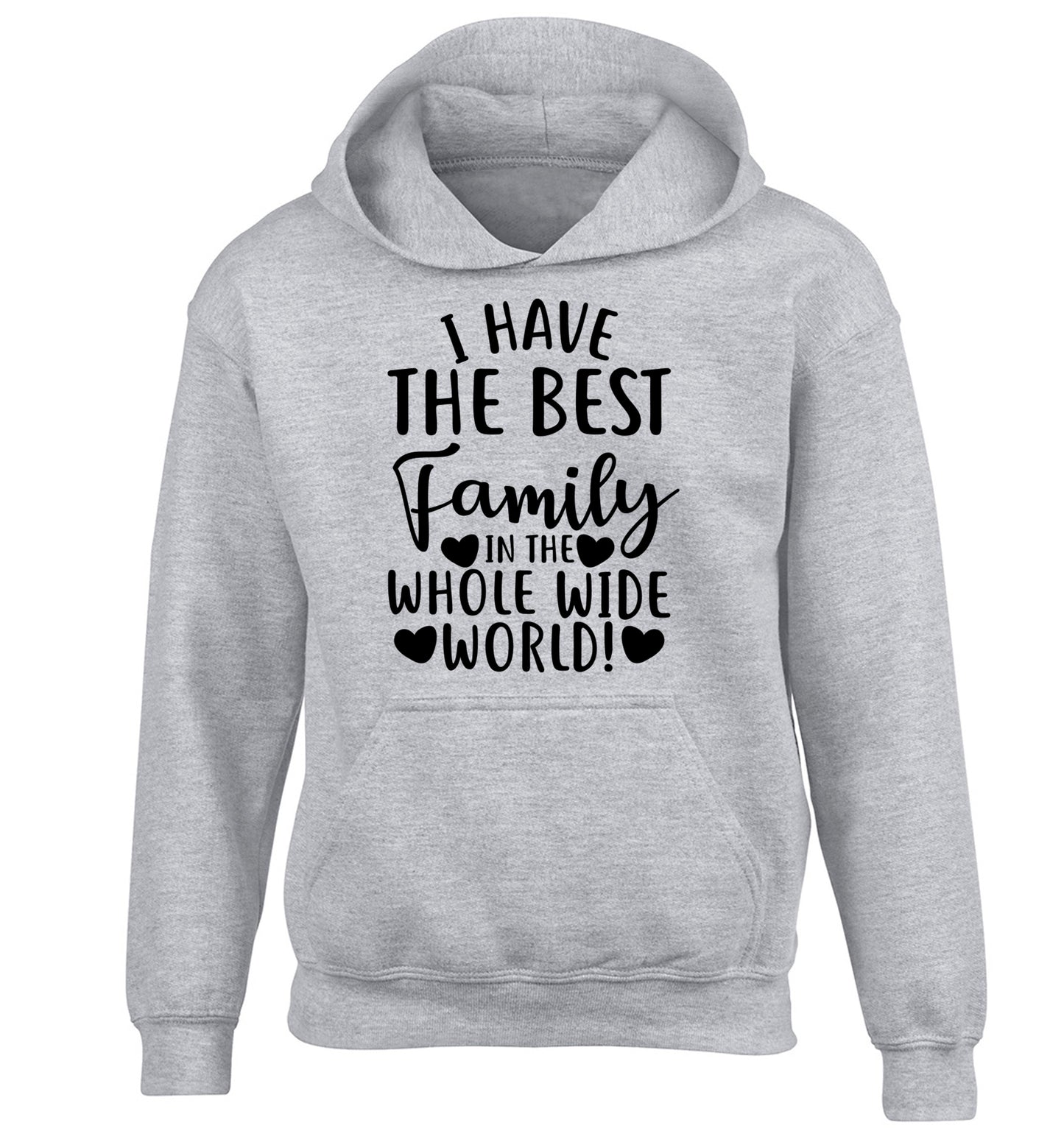 I have the best family in the whole wide world! children's grey hoodie 12-13 Years