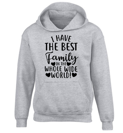 I have the best family in the whole wide world! children's grey hoodie 12-13 Years