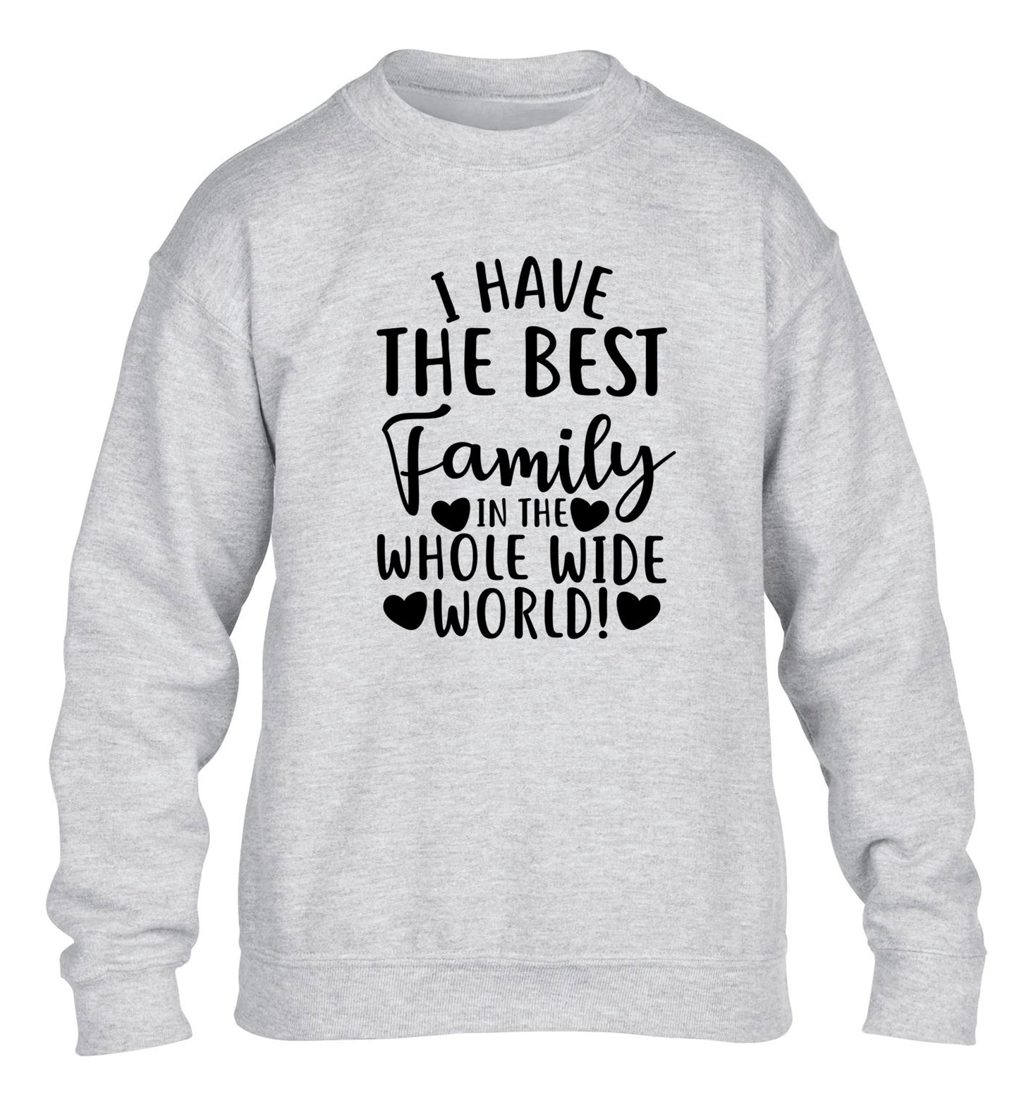 I have the best family in the whole wide world! children's grey sweater 12-13 Years