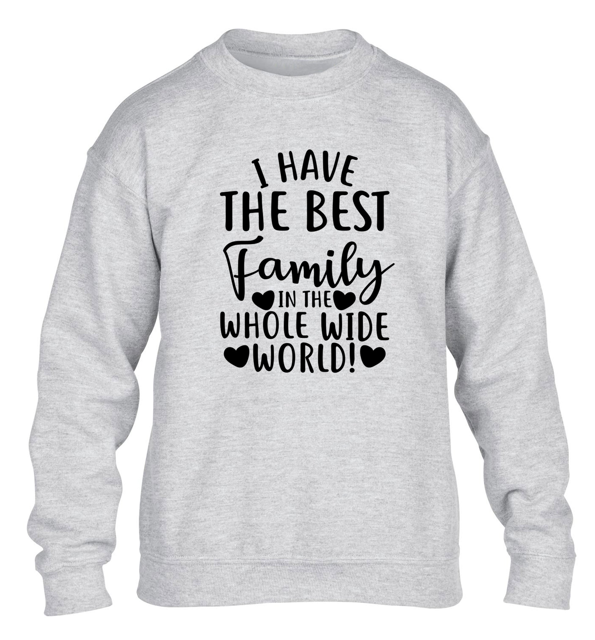 I have the best family in the whole wide world! children's grey sweater 12-13 Years