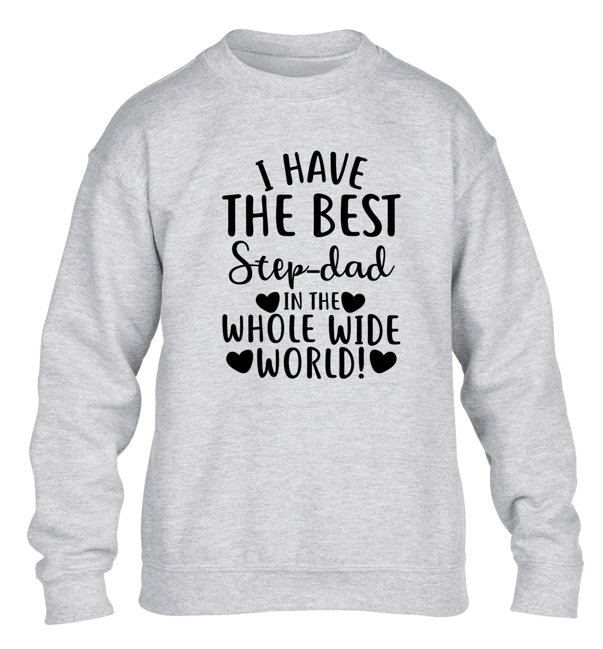 I have the best step-dad in the whole wide world! children's grey sweater 12-13 Years