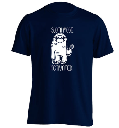 Sloth mode acitvated adults unisex navy Tshirt 2XL