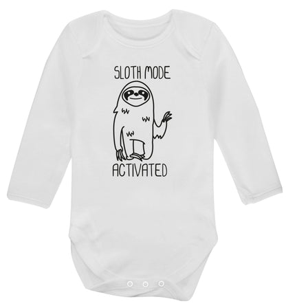 Sloth mode acitvated Baby Vest long sleeved white 6-12 months