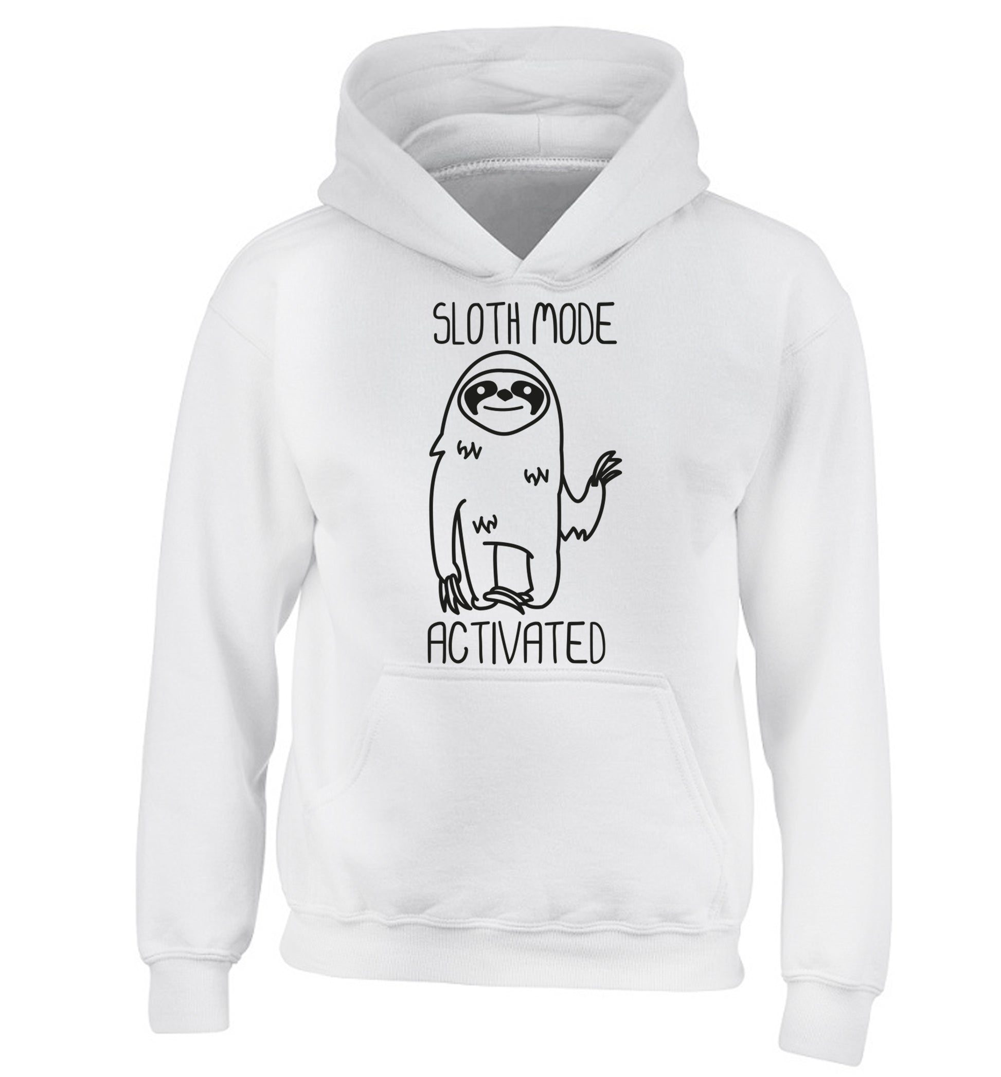 Sloth mode acitvated children's white hoodie 12-13 Years