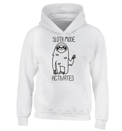 Sloth mode acitvated children's white hoodie 12-13 Years