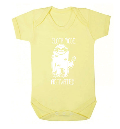 Sloth mode acitvated Baby Vest pale yellow 18-24 months
