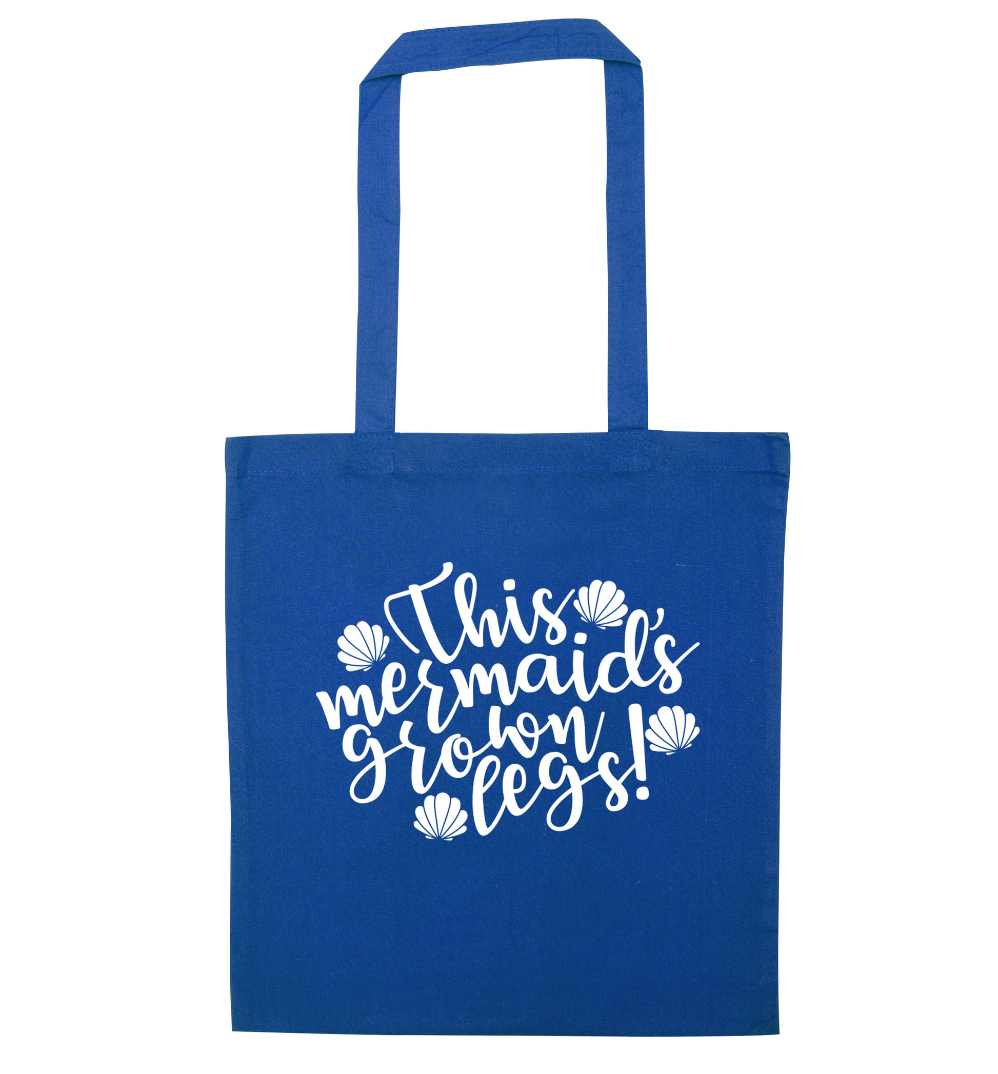 This mermaid's grown legs! blue tote bag