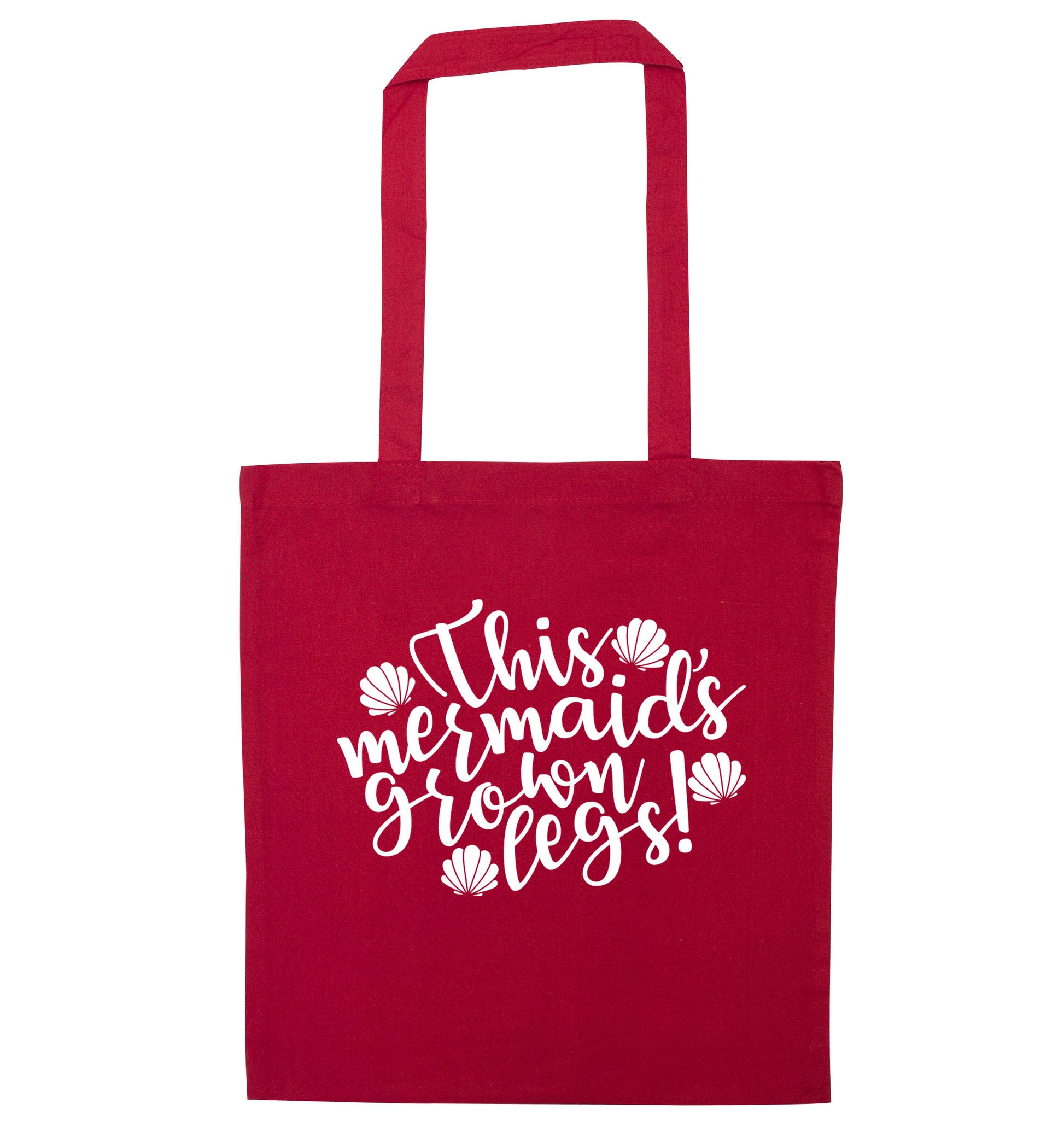 This mermaid's grown legs! red tote bag