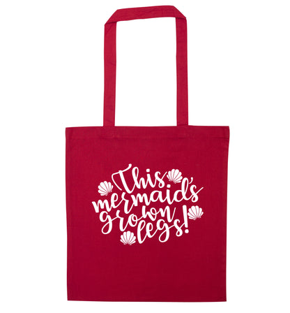 This mermaid's grown legs! red tote bag