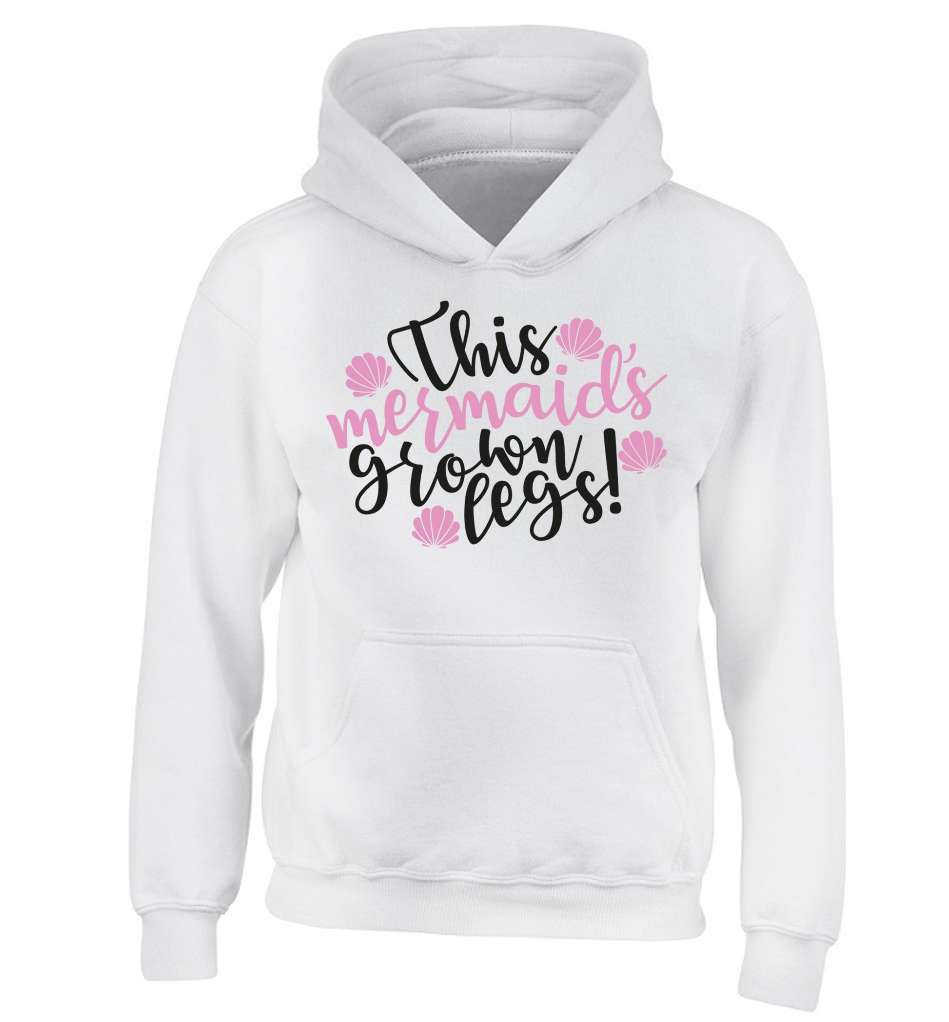 This mermaid's grown legs! children's white hoodie 12-13 Years