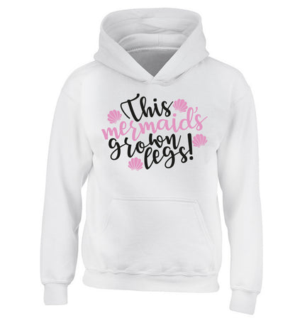This mermaid's grown legs! children's white hoodie 12-13 Years