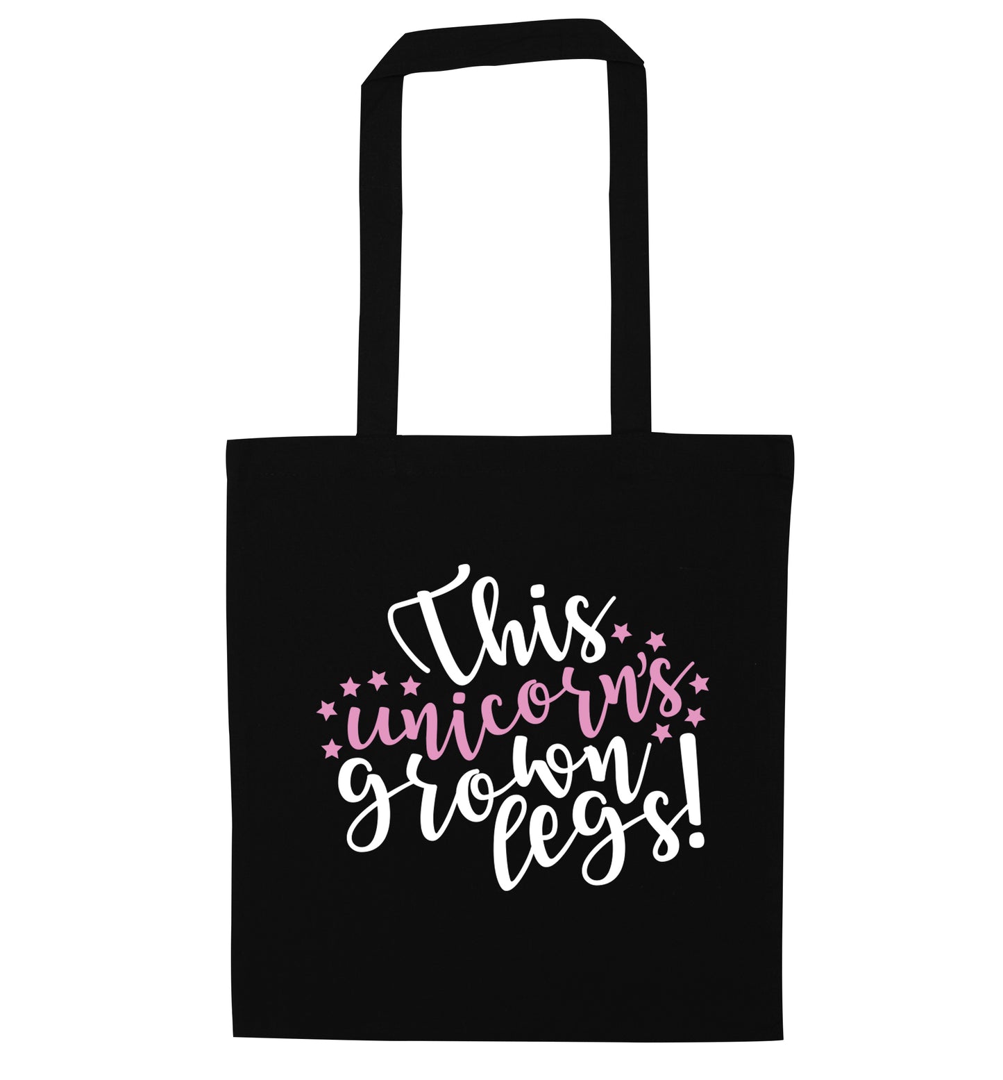 This unicorn's grown legs! black tote bag