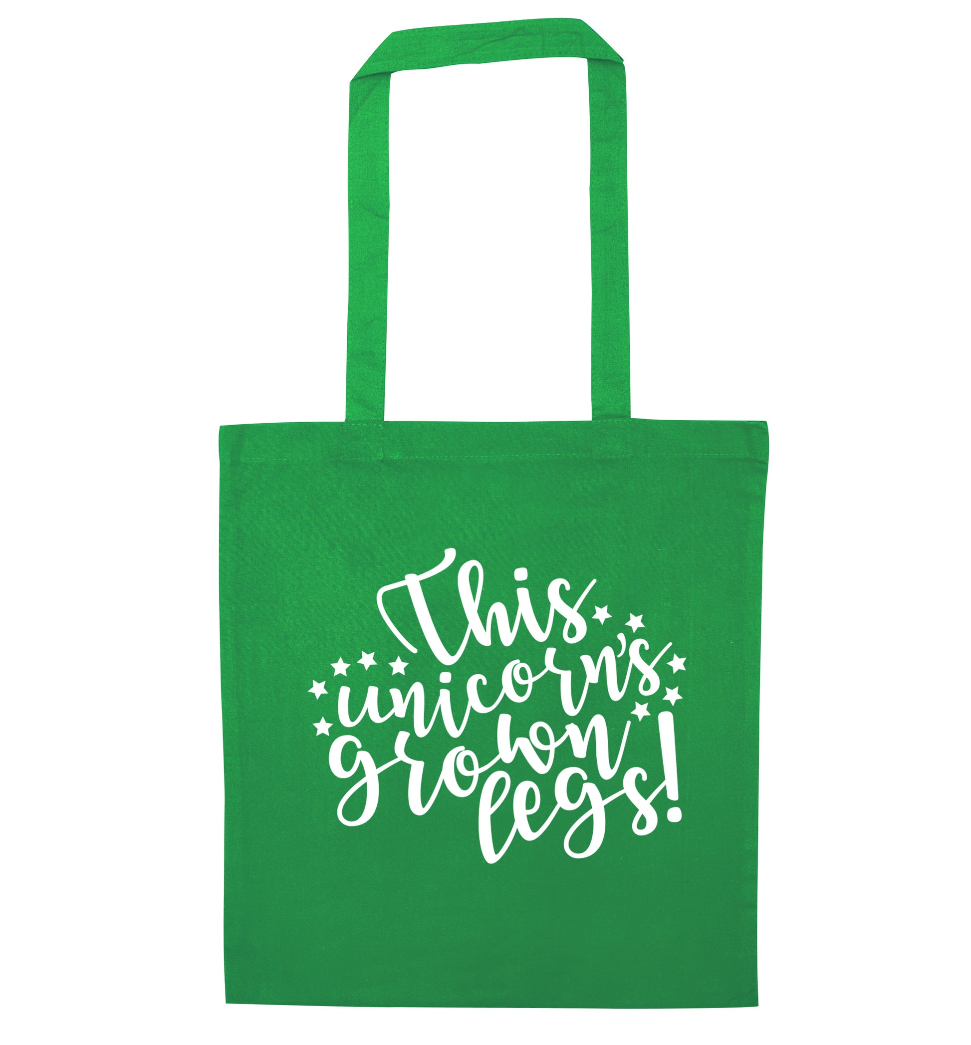 This unicorn's grown legs! green tote bag