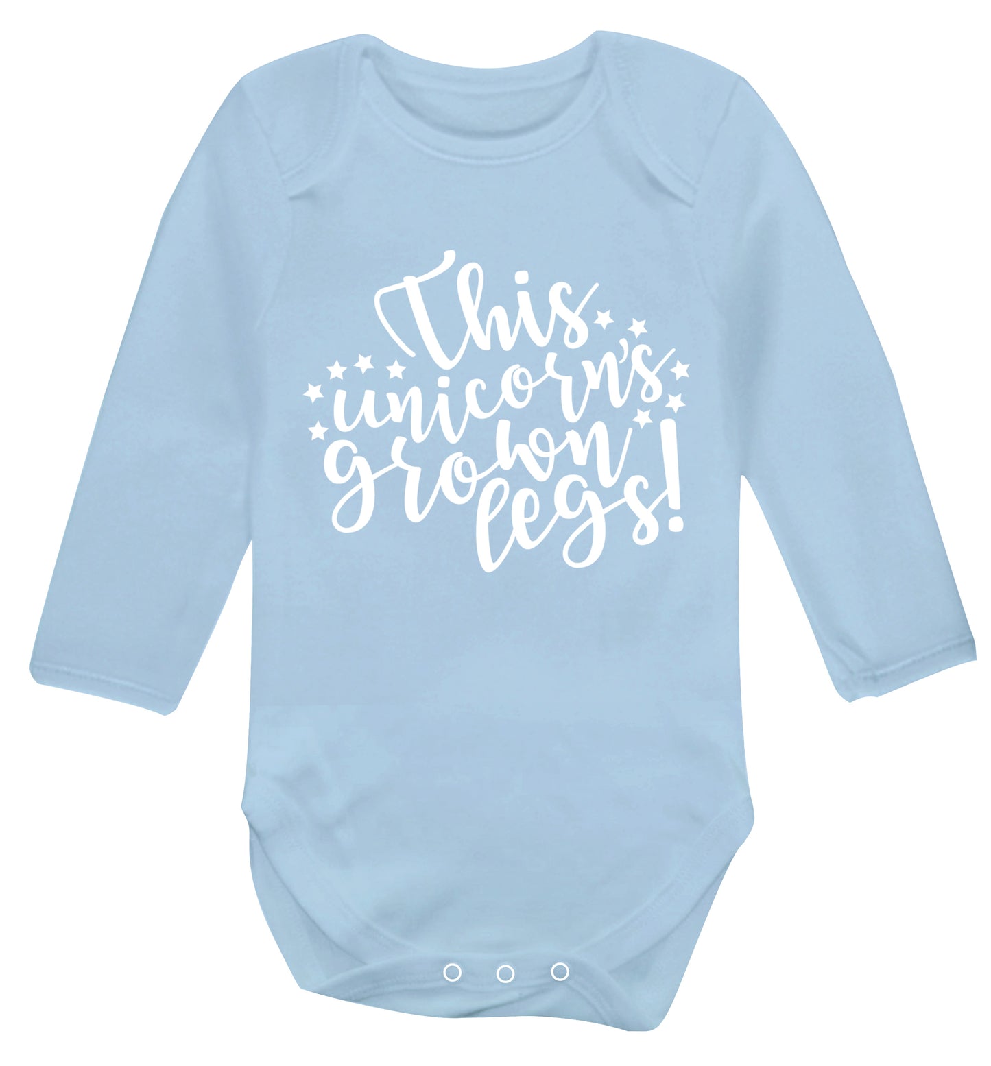This unicorn's grown legs! Baby Vest long sleeved pale blue 6-12 months