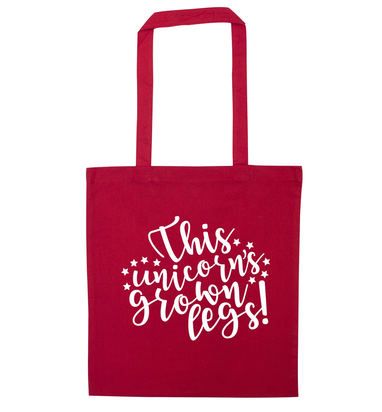 This unicorn's grown legs! red tote bag