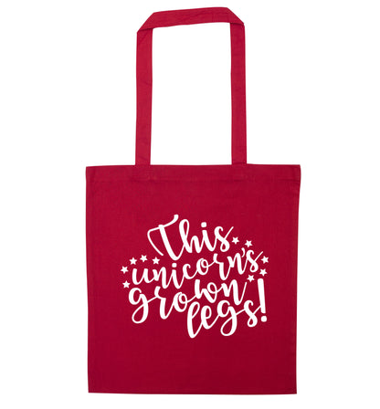 This unicorn's grown legs! red tote bag
