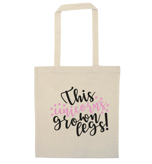 This unicorn's grown legs! natural tote bag