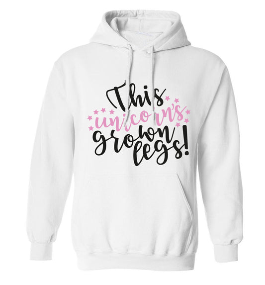This unicorn's grown legs! adults unisex white hoodie 2XL