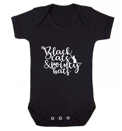 Black cats and pointy hats baby vest black 18-24 months
