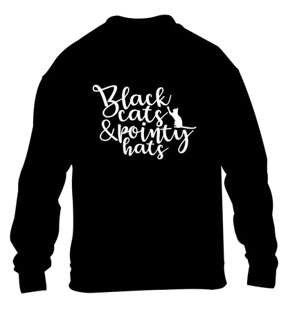 Black cats and pointy hats children's black sweater 12-13 Years