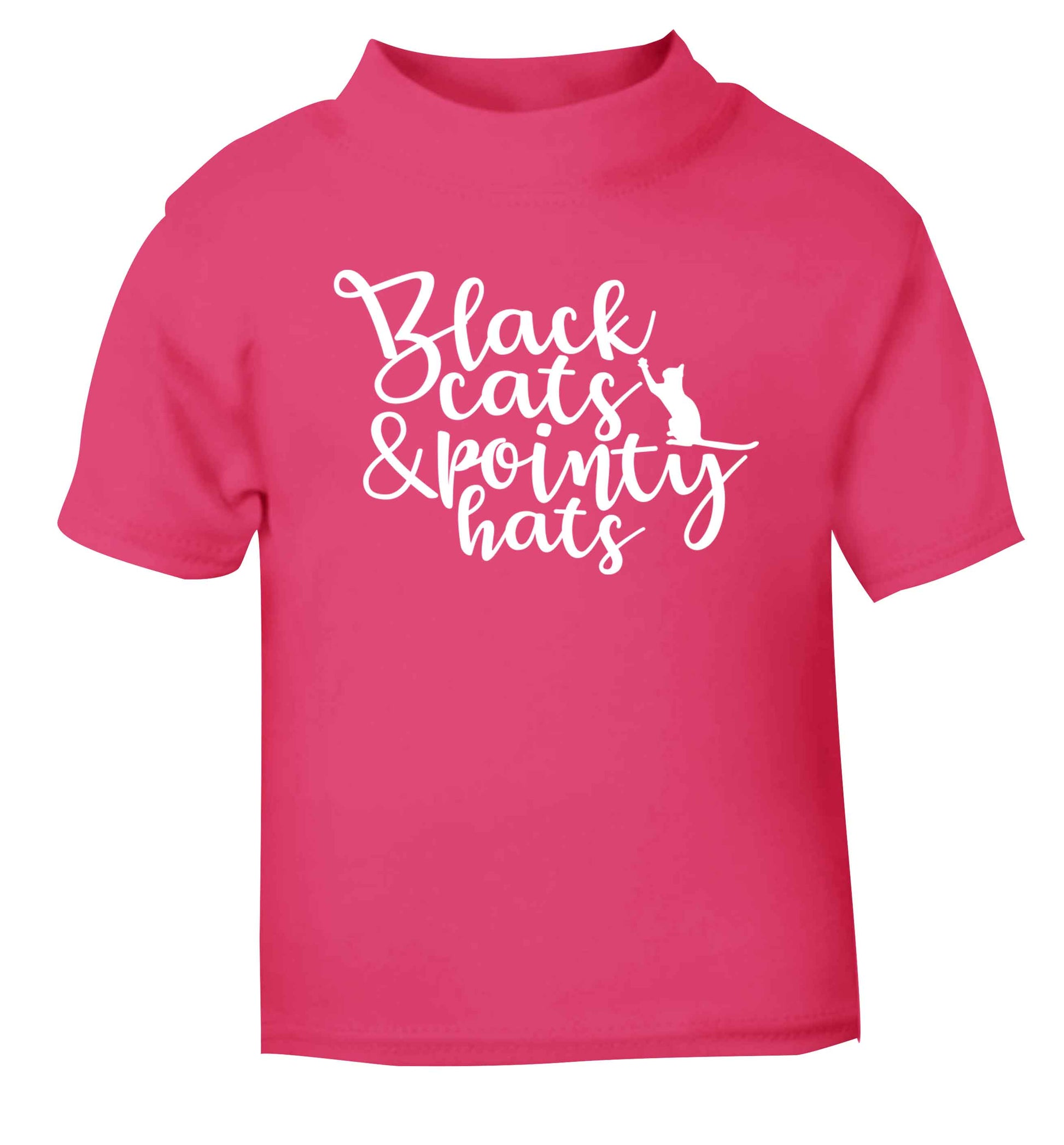 Black cats and pointy hats pink baby toddler Tshirt 2 Years