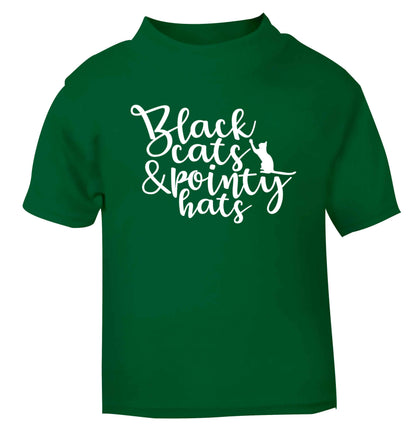 Black cats and pointy hats green baby toddler Tshirt 2 Years