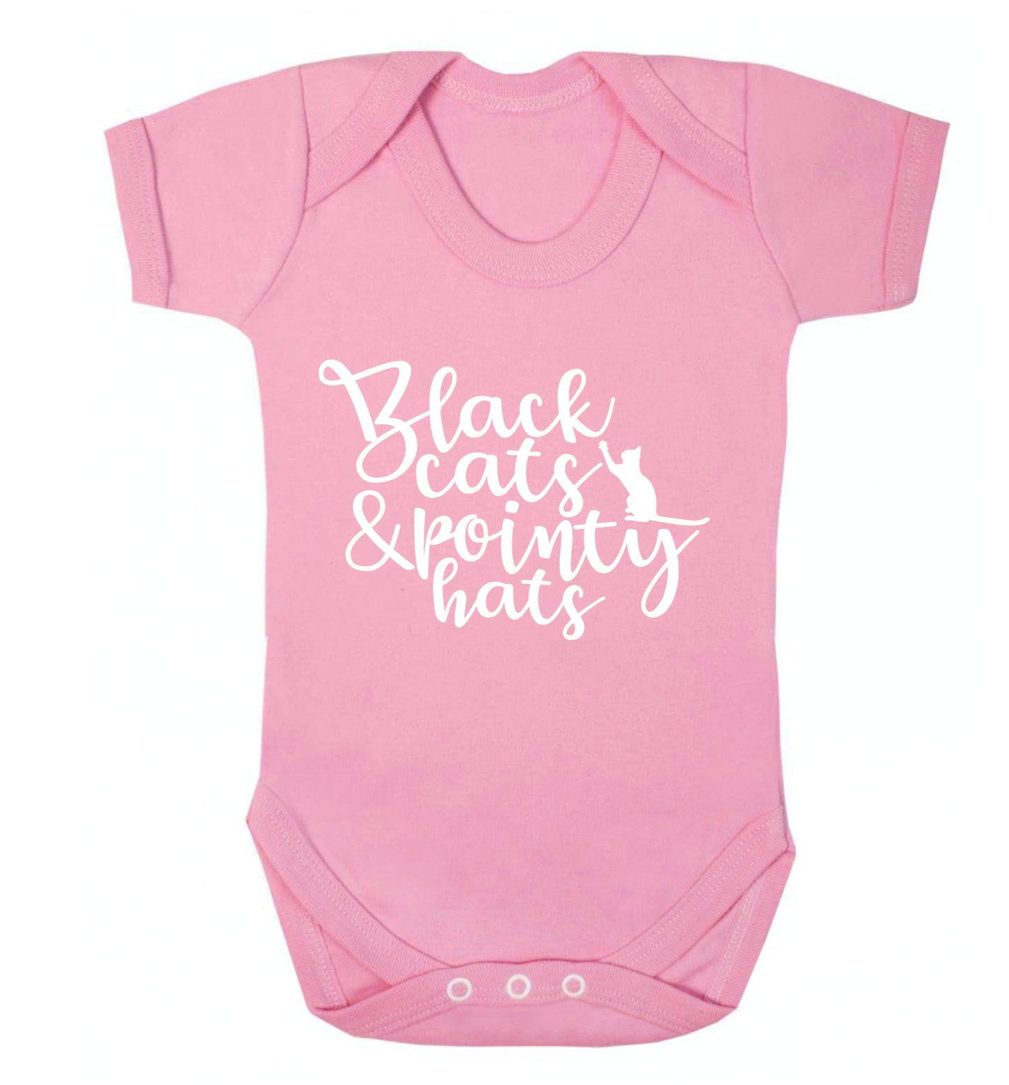 Black cats and pointy hats Baby Vest pale pink 18-24 months