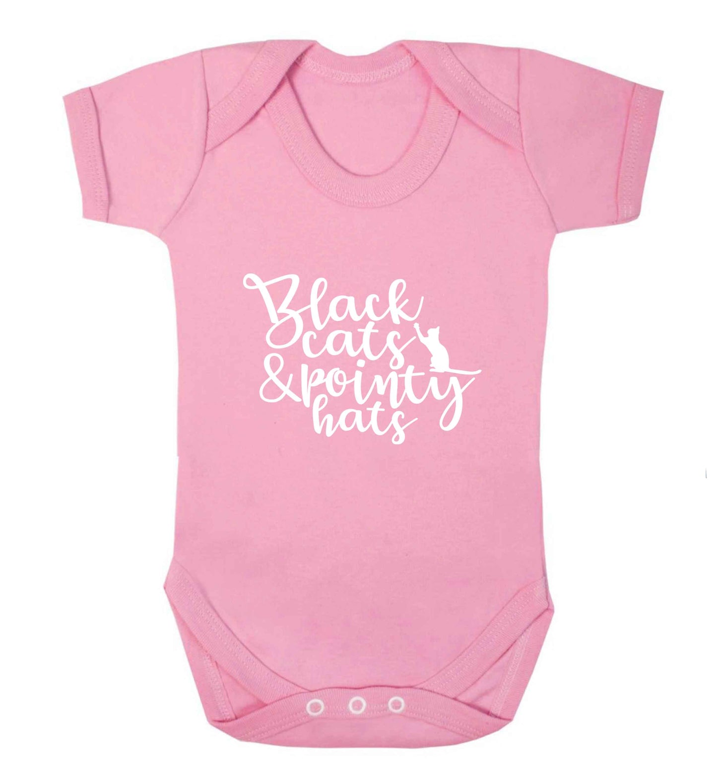 Black cats and pointy hats baby vest pale pink 18-24 months