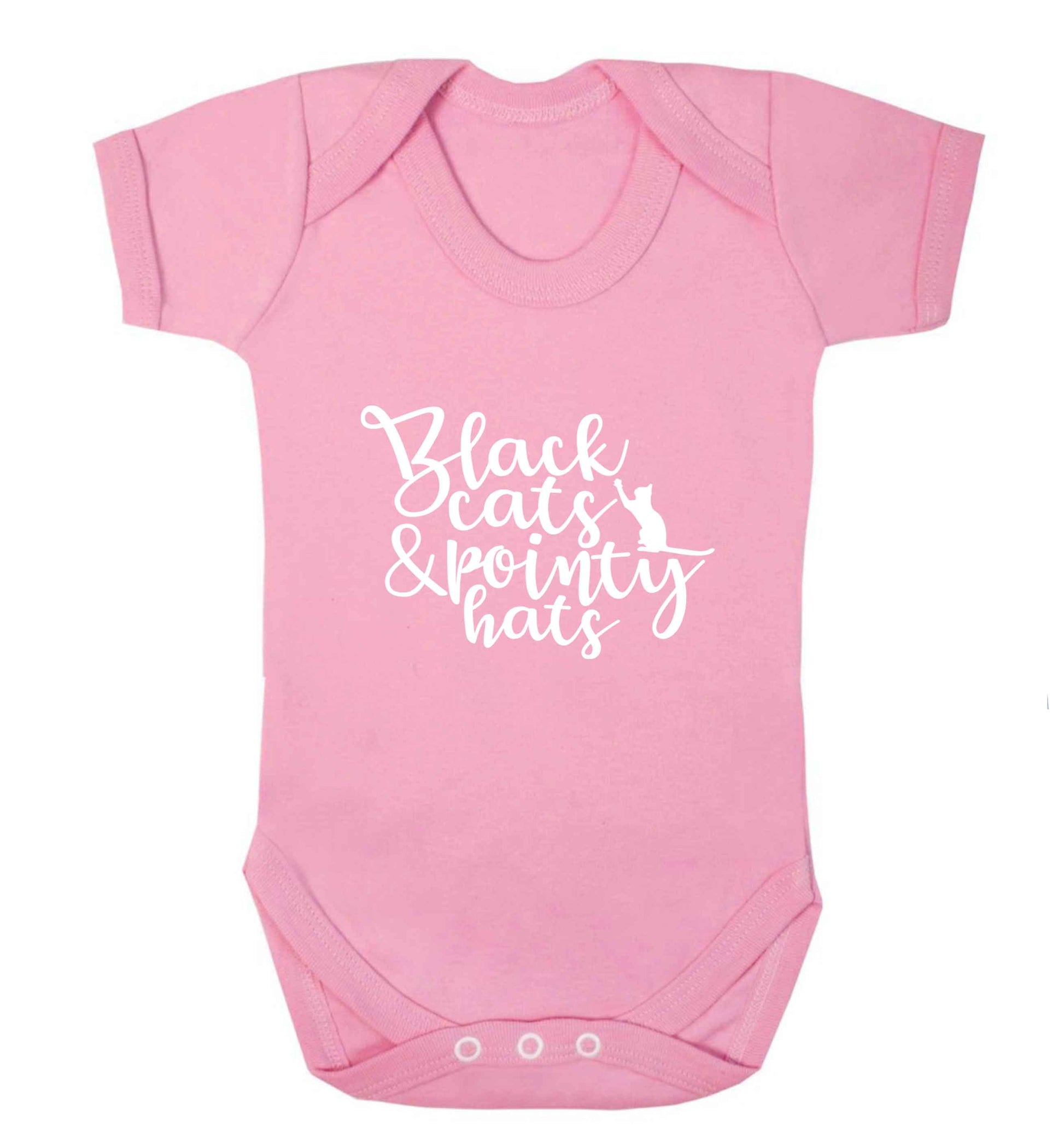 Black cats and pointy hats baby vest pale pink 18-24 months