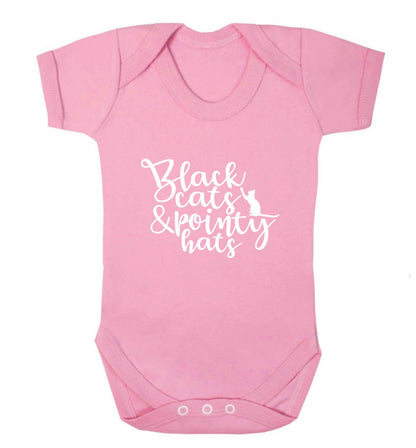 Black cats and pointy hats baby vest pale pink 18-24 months